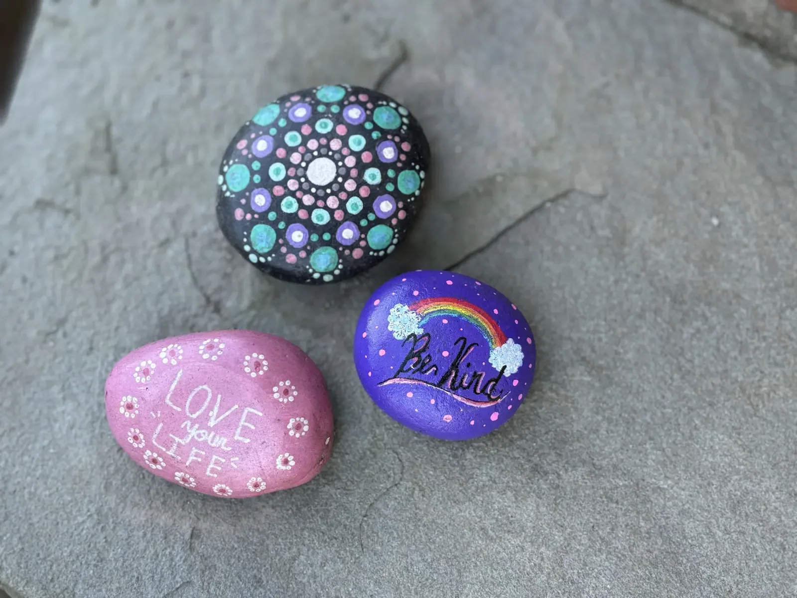 Hand-painted mandala meditation stones