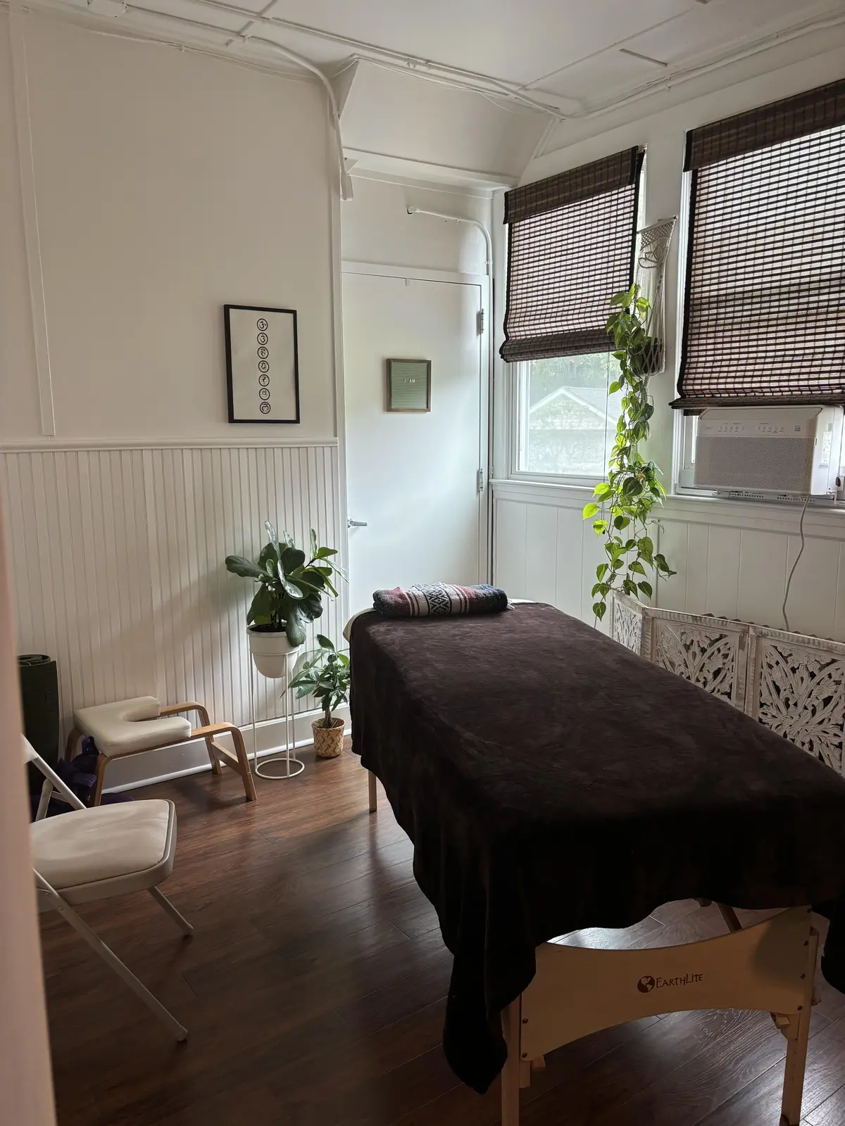 A massage and bodywork treatment room